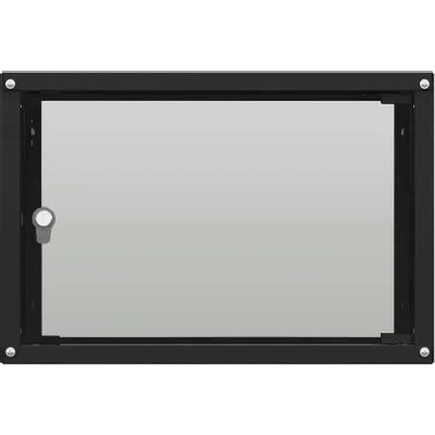 Шкаф коммутационный NTSS Lime (NTSS-WL9U5545GS-BL) настенный 9U 550x450 мм пер. дв. стекл несъемн. бок. пан. 30 кг черный 370 мм 12 кг 110 град. 500 мм IP20 сталь