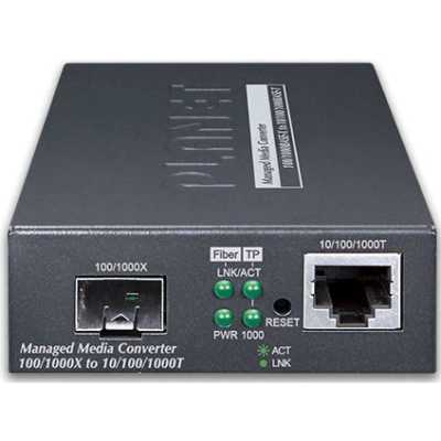 Медиаконвертер PLANET 1-Port 10/100/1000T + 1-Port 100/1000X SFP Managed Media Converter (IPv4/IPv6 Dual stack management, supports TLSv1.2/SSHv2/SNMPv3 Cybersecurity features, TS-1000/802.3ah OAM, LFP, 802.1Q VLAN, PLANET CloudViewer app and NMS MQTT)