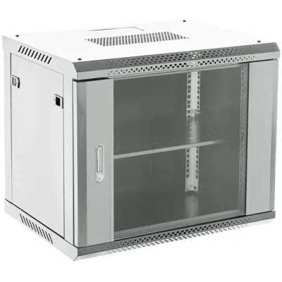 Шкаф коммутационный Rexant (04-0654-111) настенный 6U 400x542мм пер.дв.стекл серый 230град. металл
