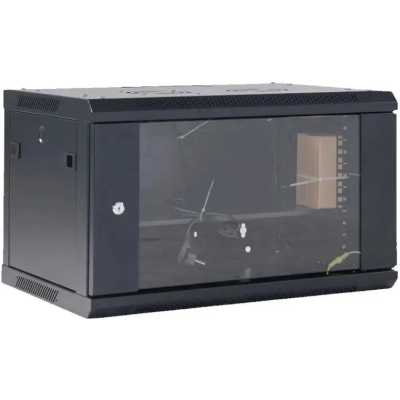 Шкаф коммутационный Rexant настенный 6U 600x600 мм пер. дв. стекл черный