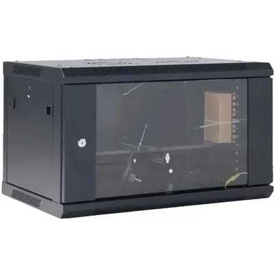 Шкаф коммутационный Rexant (04-0954-112) настенный 9U 400x542мм пер.дв.стекл черный 230град. металл