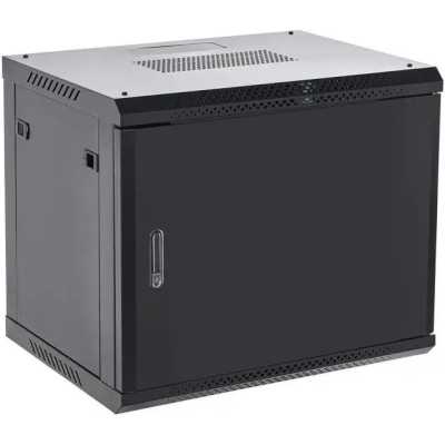 Шкаф коммутационный Rexant настенный 9U 400x542 мм пер. дв. металл черный