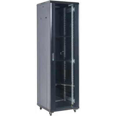 Напольный шкаф Rexant RAL 9005 19" 32U 600×600×1609 (ШxГxВ), дверь стекло, металлическая задняя дверь, боковые съемные стенки