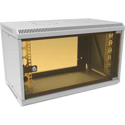 Шкаф коммутационный Suprlan (05-1060) настенный 6U 600x350 мм пер. дв. стекл направл. под закл. гайки 70 кг RAL 7035 285 мм 13.3 кг 360 мм