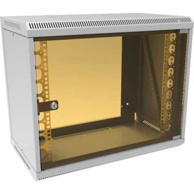 Шкаф коммутационный Suprlan (05-1090) настенный 9U 600x350мм пер.дв.стекл направл.под закл.гайки RAL 7035 285мм 15кг 500мм
