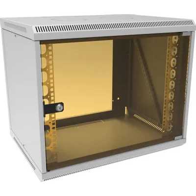 Шкаф коммутационный Suprlan (05-1093) настенный 12U 600x450 мм пер. дв. стекл направл. под закл. гайки 70 кг RAL 7035 385 мм 19 кг 500 мм