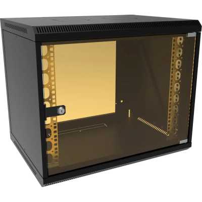 Шкаф коммутационный Suprlan (05-1093-B) настенный 6U 600x450 мм пер. дв. стекл направл. под закл. гайки 70 кг черный 385 мм 19.01 кг 500 мм