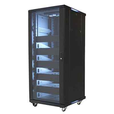 Телекоммуникационный шкаф Wize W27UR (Рэковая стойка)19”, высота 27U, габариты 1388х600х610 мм, вентиляция, колесики, макс. вес нагрузки 798 кг, сталь, черный