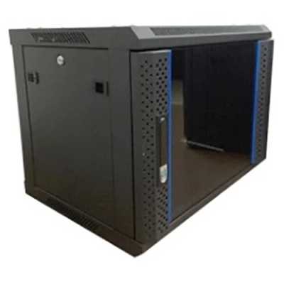 Настенный шкаф Wize Pro W6UR 19", 6U, 600х600 мм, стеклянная передняя дверь, задняя стенка металлическая, неоткидная, рэковые гайки: 10 шт, макс. вес нагрузки 60 кг, сталь, черный, установка на ножки (опционально)