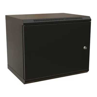 Шкаф коммутационный WRline (WR-TW-1245-SR-RAL9004) настенный 12U 600x450 мм пер. дв. металл 2 бок. пан. 60 кг черный 370 мм 650 мм IP20 сталь