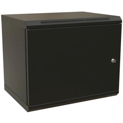 Шкаф коммутационный WRline (WR-TW-1545-SR-RAL9004) настенный 15U 600x450 мм пер. дв. металл 2 бок. пан. 60 кг черный 370 мм 775 мм IP20 сталь