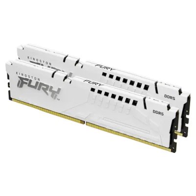 Оперативная память Kingston Fury Beast, DDR5, 32Gb (2x16Gb), 5600MHz, CL40, DIMM, с радиатором, белый