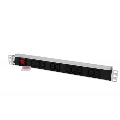 Блок розеток Rem-10 без шнура с выкл., 10 IEC 60320 C13, вход IEC 60320 C14, 10A, алюм., 19"