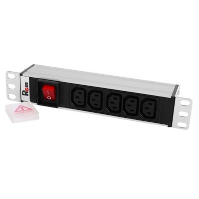Блок розеток ЦМО Rem-10 без шнура с выкл., 5 IEC 60320 C13, вход IEC 60320 C14, 10A, алюм., 10" (R-10-5C13-V-220-Z)