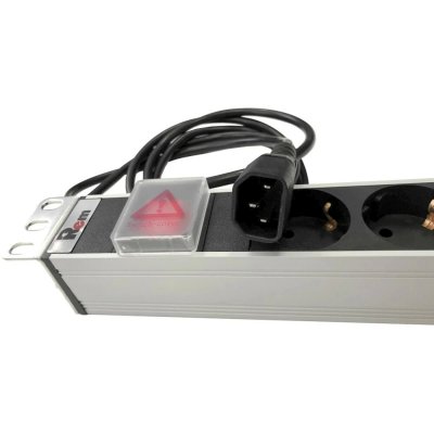 Блок розеток Rem-10 с выкл., 8 Sсhuko, 10 A, алюм., 19", шнур 1.8 м. 1,8 IEC 60320 C14