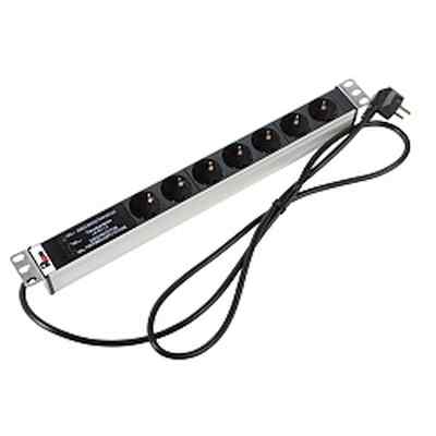 Блок розеток Rem-16 с фил. и инд., 7 Shuko, 16A, алюм., 19", шнур 3 м. (R-16-7S-FI-440-3)