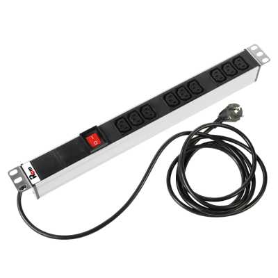 Аксессуар ЦМО Блок розеток Rem-16 с выкл., 9 IEC 60320 C13, 16A, алюм., 19", шнур 1,8 м. (R-16-9C13-V-440-1.8)