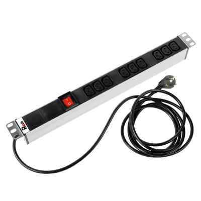 ЦМО Блок розеток Rem-16 с выкл., 9 IEC 60320 C13, 16A, алюм., 19", шнур 3 м. (R-16-9C13-V-440-3)