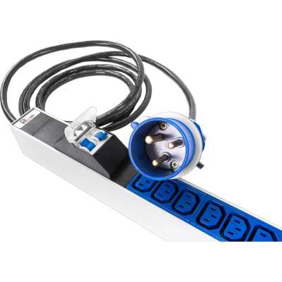 Блок силовых розеток Rem Rem-32, IEC 60320 С13 х 24, IEC 60320 С19 х 6, вход IEC 309, шнур 3 м, 1 463мм, однофазный 32А, автомат + индикатор, серый