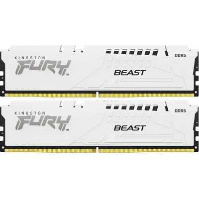 Оперативная память Kingston Fury Beast, DDR5, 32Gb (2x16Gb), 6000MHz, CL30, DIMM, с радиаторами, белый
