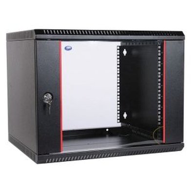 Шкаф телеком. настенный разборный 6U (600х520) дверь стекло, черный (ШРН-Э-6.500-9005)