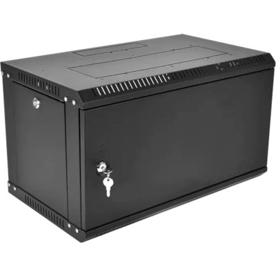 Шкаф телекоммуникационный настенный разборный ЦМО ЭКОНОМ 6U (600 x 520) дверь металл, черный (ШРН-Э-6.500.1-9005)