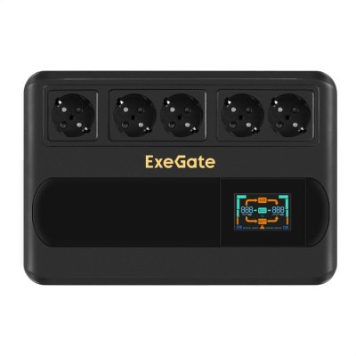 Источник бесперебойного питания ExeGate NEO Smart BU-800.LCD.AVR.5SH 800VA/480W, цветной LCD-дисплей, AVR, 5*Schuko, черный