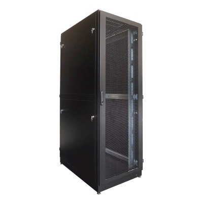 Шкаф серверный напольный 42U (600 1200) дверь перфорированная 2 шт., цвет черный