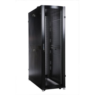 Шкаф серверный ЦМО (ШТК-СП-48.6.12-44АА-9005) напольный 48U 600x1190мм пер.дв.перфор. задн.дв.перфор. 2 бок.пан. направл.под закл.гайки 1350кг черный 890мм 150кг 180град. 2215мм IP20 сталь