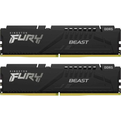 Оперативная память Kingston Fury Beast, DDR5, 32Gb (2x16Gb), 6400MHz, CL32, DIMM, с радиатором, черный