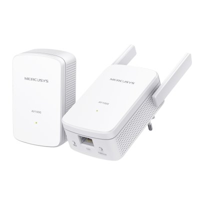 Комплект гигабитных Wi-Fi адаптеров Mercusys Powerline AV1000 Powerline kit with 300Mbps Wi-Fi, plug and play, up to 300 meters over an existing electrical circuit, the kit includes a MP510 and a MP500.