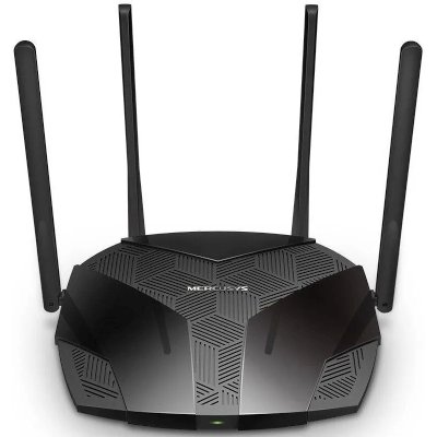 Двухдиапазонный роутер MERCUSYS MR80X AX3000 Wi-Fi 6, до 574 Мбит/с на 2,4 ГГц + до 2402 Мбит/с на 5 ГГц,4 фиксированные внешние антенны, 3 гигабитных порта LAN, 1 гигабитный порт WAN