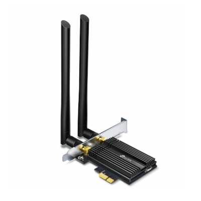 Адаптер Tp-Link ARCHER TX50E 11AX 3000Mbps dual-band PCI-E adapter, 2402Mbps at 5G and 574Mbps at 2.4G, support Bluetooth 5.0, WPA2 encryption, two external Antennas.