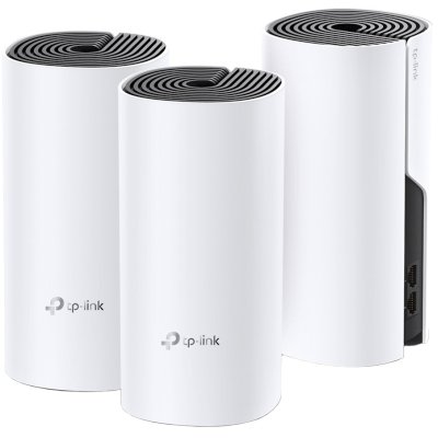Домашняя Mesh Wi-Fi система TP-Link Deco E4 (3-Pack), 1167 Мбит/с (5 ГГц: до 867 Мбит/с + 2,4 ГГц: до 300 Мбит/с), 2 порта 100 Мбит/с, 2 встроенные антенны на каждом модуле Deco