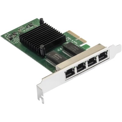 Сетевой адаптер ExeGate EXE-I350-T4V2 (PCI-E x4 v2.1, порты 4xRJ45 (медные), 10/100/1000Mbps, Gigabit NIC Intel Chipset NHI350AM4)