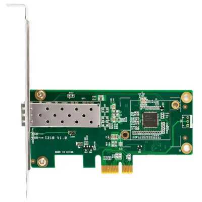 Сетевой адаптер ExeGate EXE-i210-F1 (PCI-E x1 v2.0, порт 1xSFP (медный), 10/100/1000Mbps, Gigabit Server NIC Intel Chipset I210-F1)