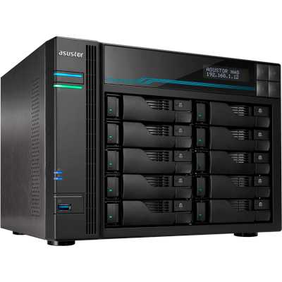 Сетевое хранилище ASUSTOR AS7110T 10-Bay NAS/Media player/Intel Xeon E-2224 3.4GHz up to 4.6GHz(Quad-Core), 8Gb SO-DIMM DDR4, noHDD(HDD,SSD),/10x1GbE+3x2,5Gbe(LAN)/3xUSB3.2,HDMI/M.2/4ip camera license; 90IX01D1-BW3S1