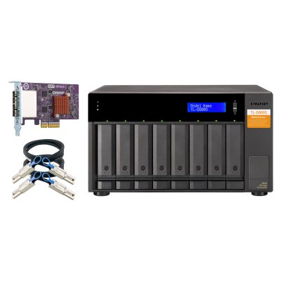 Полка расширения сетевого хранилища без дисков SMB QNAP TL-D800S SATA expansion enclosure, 8-tray 3,5"/2,5" w/o HDD. 2xSFF-8088, hardware RAID support, desktop version.