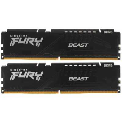 Память DDR5 2x32GB 5600MHz Kingston KF556C40BBK2-64 Fury Beast RTL Gaming PC5-44800 CL40 DIMM UDIMM 288-pin 1.25В dual rank с радиатором Ret