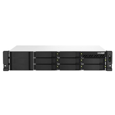 Сетевое хранилище SMB QNAP TS-873AeU-4G NAS 8x3.5/2.5 SATA/SSD trays, 2 x M2 PCIe, 2x 2.5 GbE, 2U rackmount, 1 PSU. AMD Ryzen V1500B 4-core/8-thread 2.2 GHz processor, 4 Gb DDR4 RAM (1*4 Gb) up to 64Gb (2*32 Gb). W/o rail kit RAIL-B02