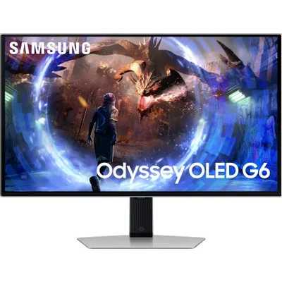 Монитор 27" Samsung Odyssey OLED G6 S27DG600SI OLED 2560x1440, 360 Гц, 0.03 мс, 16:9, 250 кд/м², 2xHDMI 2.1, DP 1.4, 3.5 Jack, USB Hub (2x USB), FreeSync, G-Sync, HDR10, PIP, серебристый