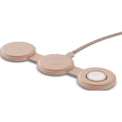 Переносное зарядное устройство Satechi Qi2 OntheGo 3-in-1 Wireless Charger. Цвет: нежно-розовый