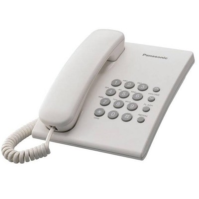 Телефон проводной Panasonic KX-TS2350RUW белый повтор номера, регул-ка громкости, кр.на стену