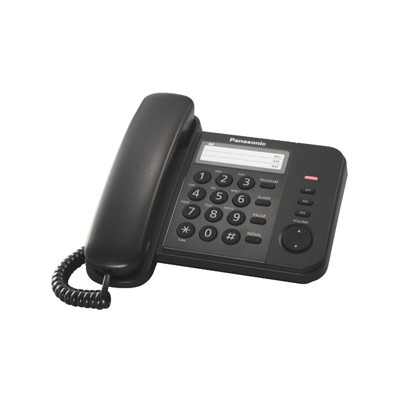 Телефон проводной Panasonic KX-TS2352RUB черный индикатор вызова,порт для доп. телеф. оборуд.,4 уровня громкости звонка