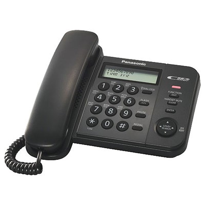 Телефон проводной Panasonic KX-TS2356RUB черный АОН,Caller ID,ЖКД,блокировка набора,выключение микрофона