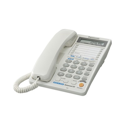 Телефон проводной Panasonic KX-TS2368RUW белый 2 линии, конференц-связь, спикер., 30 номеров памяти, ЖКД, Flash, часы