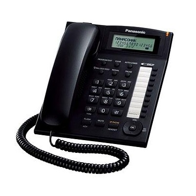 Телефон проводной Panasonic KX-TS2388RUB черный индикатор вызова,повторный набор последнего номера,4 уровня громкости звонка