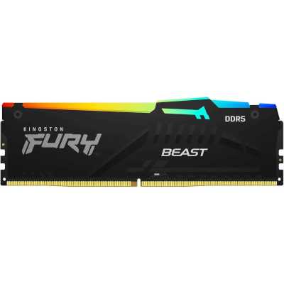 Оперативная память Kingston Fury Beast RGB, DDR5, 32GB (1x32GB), 6000 MHz, CL36, с радиатором, RGB, черный
