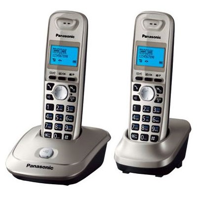 Телефон беспроводной (DECT) Panasonic KX-TG2512RUN (платиновый) Доп трубка в комплекте,АОН, Caller ID,спикерфон на трубке,полифония