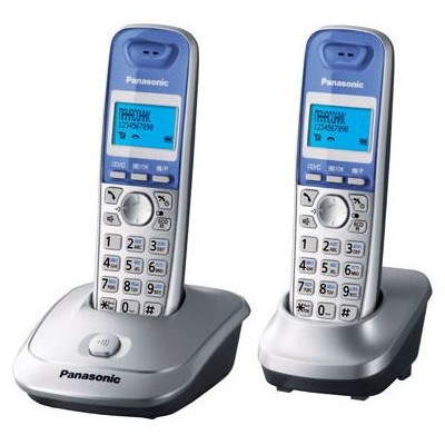 Телефон беспроводной (DECT) Panasonic KX-TG2512RUS (серебристый) Доп трубка в комплекте,АОН, Caller ID,спикерфон на трубке,полифония